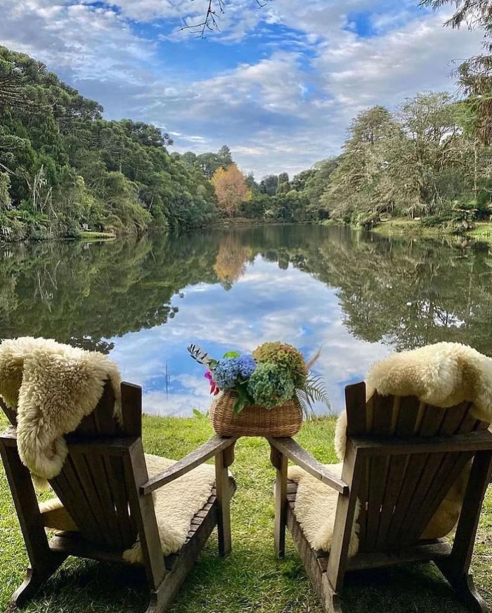 Cadeiras à beira do lago
